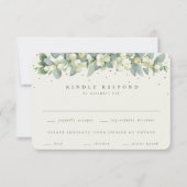 Zwart Snowberry + Eucalyptus Garland bruiloft RSVP Kaartje (Voorkant)