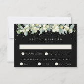 Zwart Snowberry + Eucalyptus Garland bruiloft RSVP Kaartje (Voorkant)