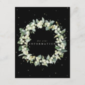 Zwart Snowberry+Eucalyptus Garland Huwelijksinfo Informatiekaartje (Achterkant)