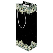 Zwart Snowberry+Eucalyptus Kerst/Vakantie Wijn Cadeautas (Achterkant Gekanteld)