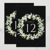 Zwart Snowberry+Eucalyptus Kersttafel nummer (Voorkant / Achterkant)