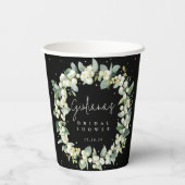 Zwart Snowberry+Eucalyptus krans Vrijgezellenfeest Papieren Bekers (Achterkant)