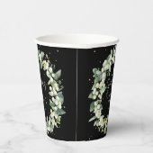 Zwart Snowberry+Eucalyptus krans Vrijgezellenfeest Papieren Bekers (Rechts)