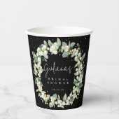 Zwart Snowberry+Eucalyptus krans Vrijgezellenfeest Papieren Bekers (Voorkant)