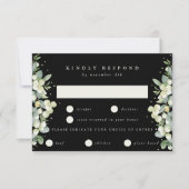 Zwart Snowberry+Eucalyptus Rand Bruiloft RSVP Kaartje (Voorkant)