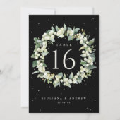 Zwart Snowberry + Eucalyptus Trouwtafel nummer (Achterkant)