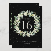 Zwart Snowberry + Eucalyptus Trouwtafel nummer (Voorkant / Achterkant)