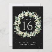 Zwart Snowberry+Eucalyptus Vakantie Tafel Nummer (Voorkant)