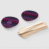 Zwart spacecrafts en pijlmonogram patroon handwaaier (Niet-gemonteerd)