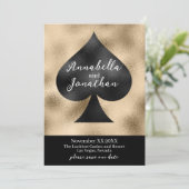 Zwart spade op goud save the date (Staand voorkant)