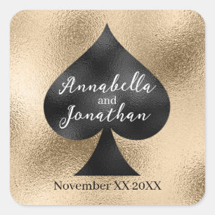 Zwart spade op goud vierkante sticker