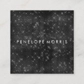 Zwart Sparkle Glitter Beauty Stylist Vierkante Visitekaartje (Voorkant)