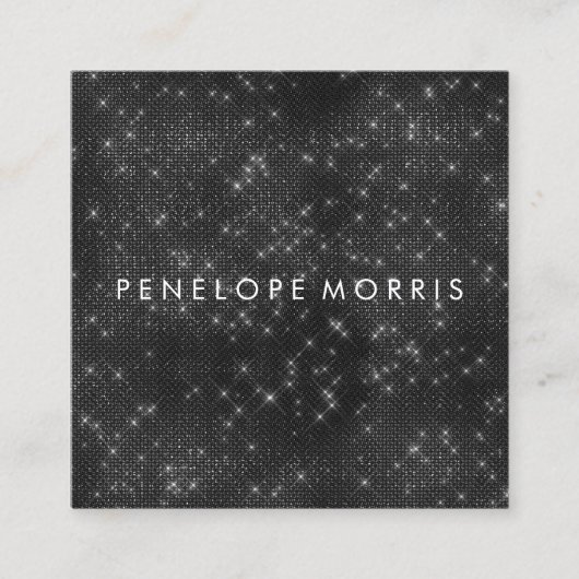 Zwart Sparkle Glitter Beauty Stylist Vierkante Visitekaartje (Voorkant)