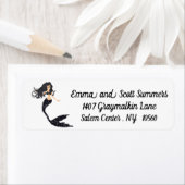 Zwart Sparkle Glitter Zeemeermin Adresetiketten Etiket (Insitu)