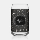 Zwart sparkles girly bling Custom Monogram Blikvorm Glas (Achterkant)