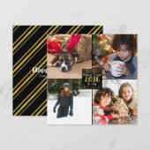 Zwart & Sparkling Faux Gold 2016 Vakantie 4 Foto Feestdagenkaart (Voorkant / Achterkant)