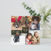 Zwart & Sparkling Faux Gold 2016 Vakantie 4 Foto Feestdagenkaart (Staand voorkant)