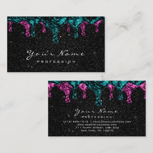 Zwart, sparkly Glitter Wax Epilking Pink Blauwgroe Visitekaartje (Voorkant / Achterkant)
