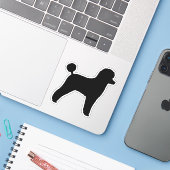 Zwart Speelgoed Poodle Dog Silhouet Vinyl Sticker (Laptop met iPhone)