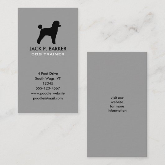 Zwart Speelgoed Poodle Silhouet Visitekaartje (Voorkant / Achterkant)