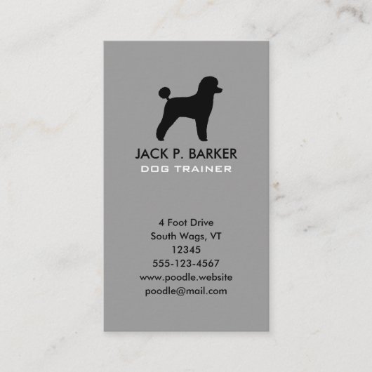 Zwart Speelgoed Poodle Silhouet Visitekaartje (Voorkant)