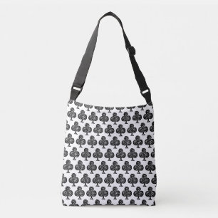 Zwart Spelen Kaart Symbool Club Vorm Lino Cut Crossbody Tas