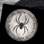 Zwart spin Halloween retouradreslabel Ronde Sticker
