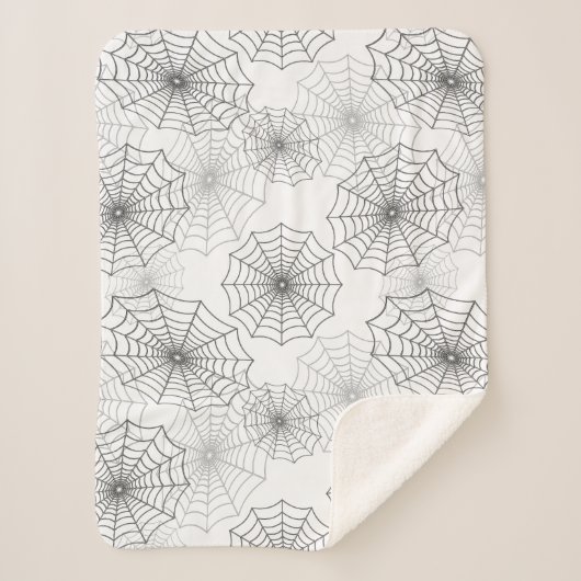 Zwart spin Web Cobweb Silk Pattern on Donk White Sherpa Deken (Voorkant)