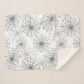 Zwart spin Web Cobweb Silk Pattern on Donk White Sherpa Deken (Voorkant (horizontaal))