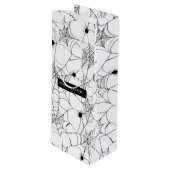 Zwart spinnenweb Halloween Wijn Cadeautas (Voorkant Gekanteld)