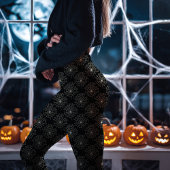 Zwart Spinnenweb Patroon Halloween Leggings