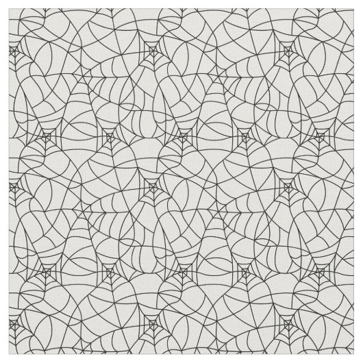 Zwart spinwebpatroon op witte achtergrond stof (Close Up)