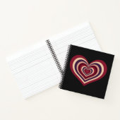 Zwart spiraal Notitieboek met retro rood hart (Binnen)