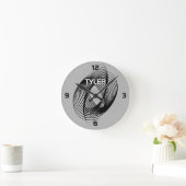 Zwart spiraaltje, DIY-naam wit & Blk omtrek, grijs Ronde Klok (Huis)