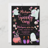 zwart Spooky One Halloween Ghost 1e Verjaardag Kaart (Voorkant)