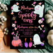zwart Spooky One Halloween Ghost 1e Verjaardag Kaart