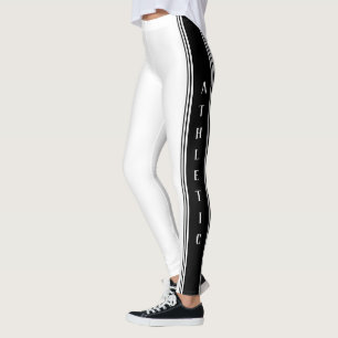 Zwart Sport Side Stripe Wit Leggings Uw Kleuren