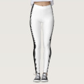 Zwart Sport Side Stripe Wit Leggings Uw Kleuren (Voorkant)