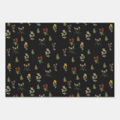 Zwart Spring Wildflower Pattern Inpakpapier Vel (Voorkant 3)