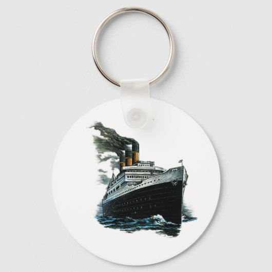 Zwart staalschip sleutelhanger (Voorkant)