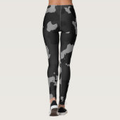 Zwart stadsgrijs Camouflage - Patroonpatroon Leggings (Achterkant)