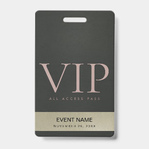 ZWART STAL GRIJS BLEEK GOUD VIP EVENT TOEGANGSPAS BADGE