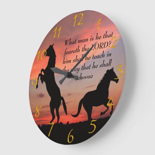 Zwart stallonsilhouet grote klok (Hoek)