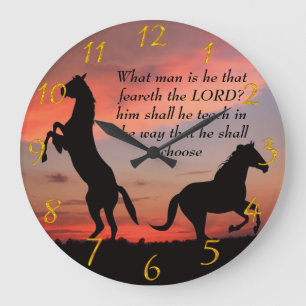 Zwart stallonsilhouet grote klok