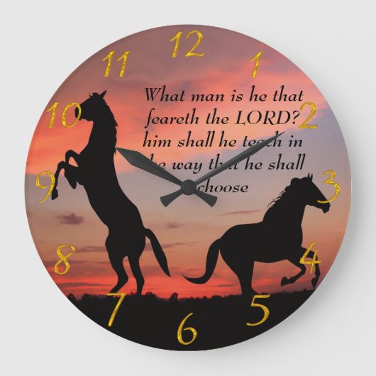 Zwart stallonsilhouet grote klok (Voorkant)