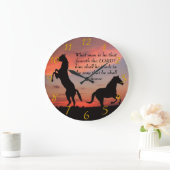 Zwart stallonsilhouet grote klok (Huis)