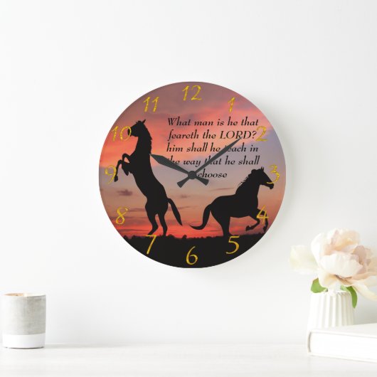 Zwart stallonsilhouet grote klok (Huis)