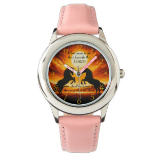 Zwart stallonsilhouet horloge