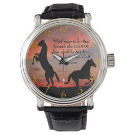 Zwart stallonsilhouet horloge