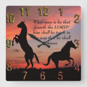 Zwart stallonsilhouet vierkante klok (Voorkant)